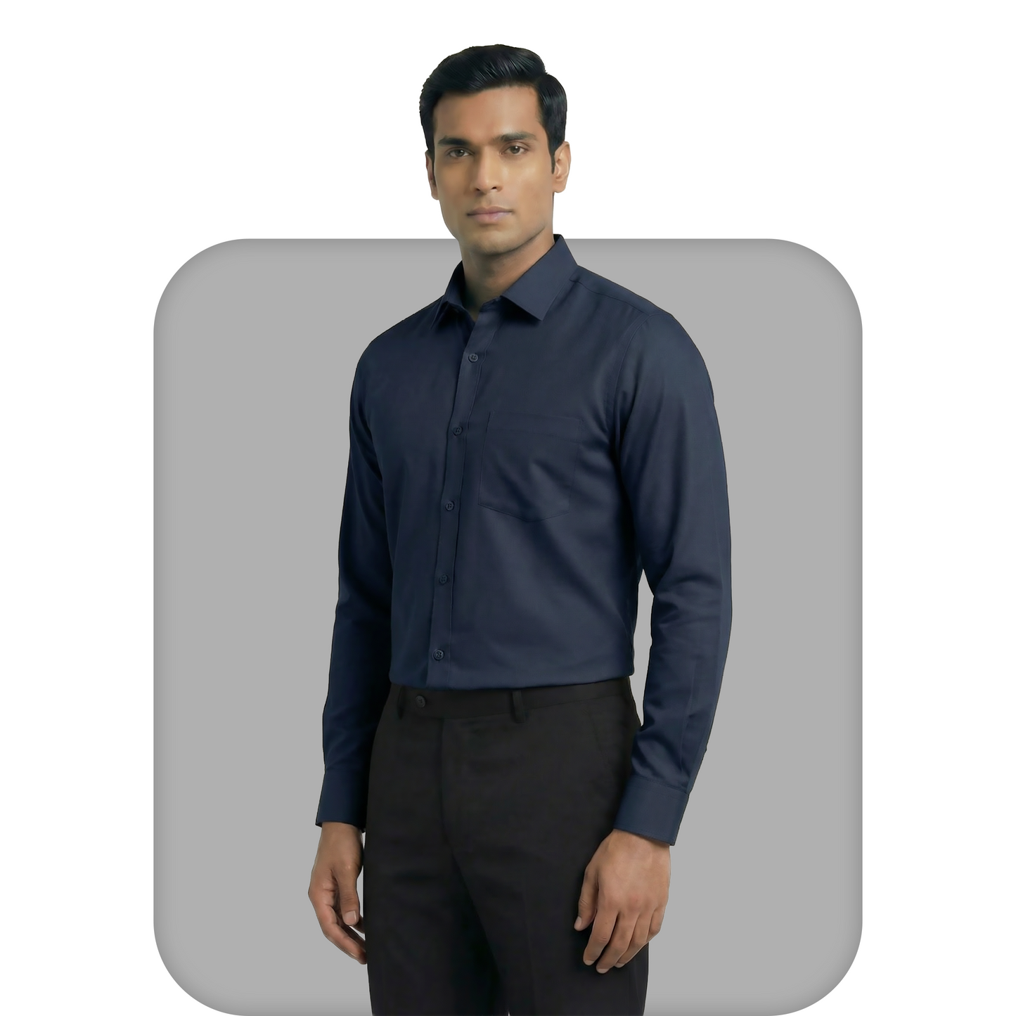 Navy Tailored Fit Formal Shirt