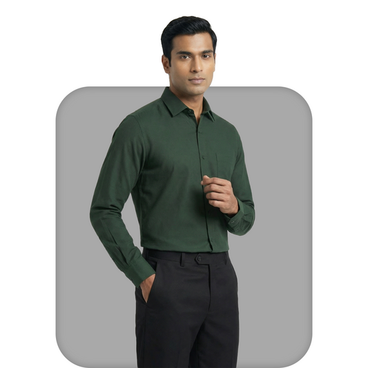 Olive Green Tailored Fit Formal Shirt