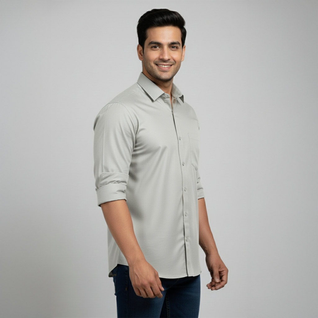Light Grey Tailored Fit Formal Shirt