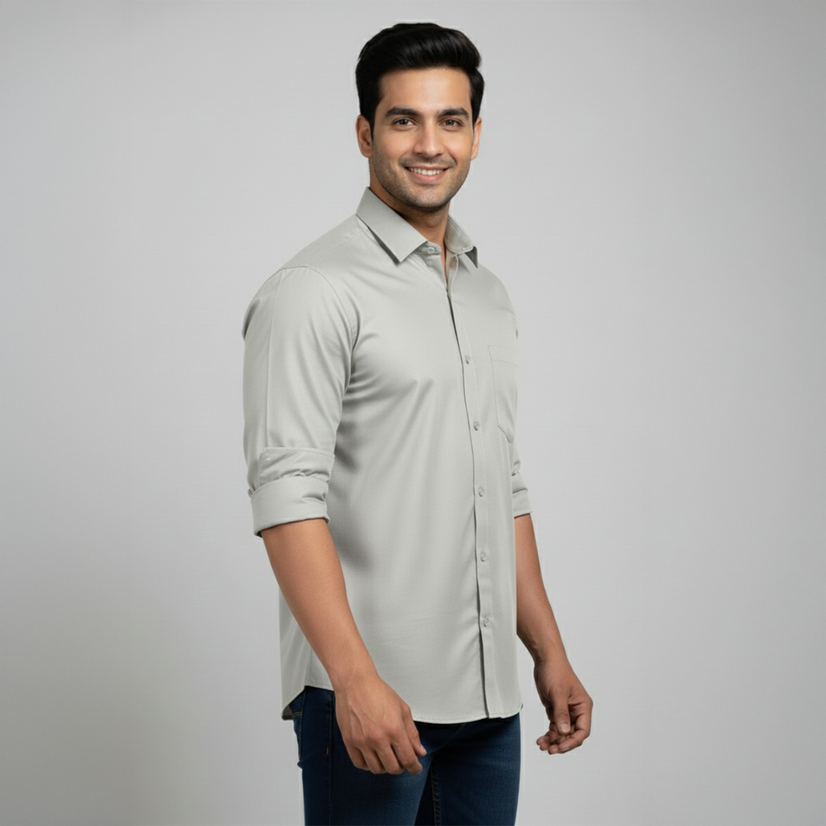 Light Grey Tailored Fit Formal Shirt