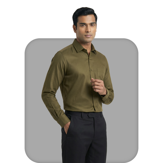 Deep Olive Tailored Fit Formal Shirt