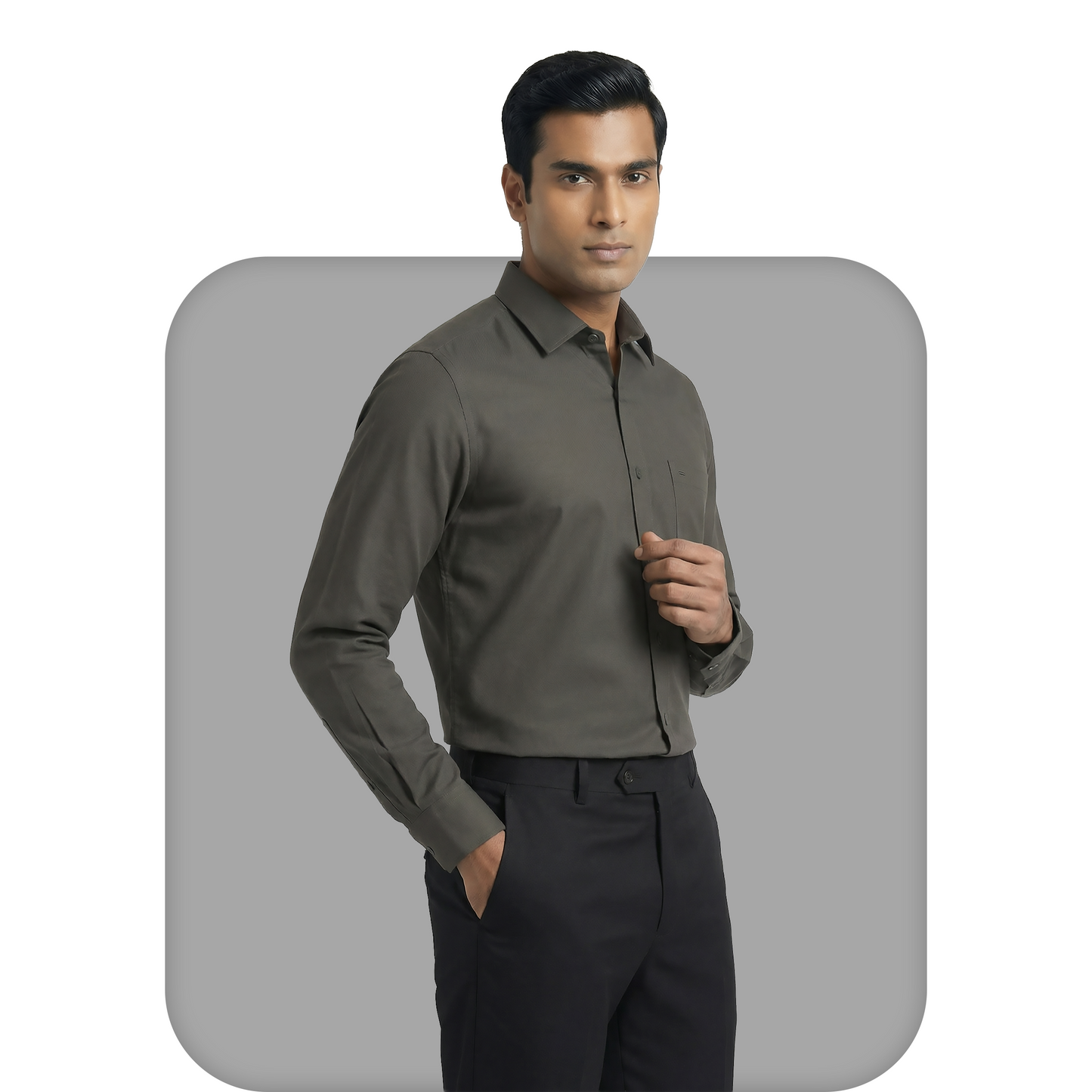 Charcoal Grey Tailored Fit Formal Shirt