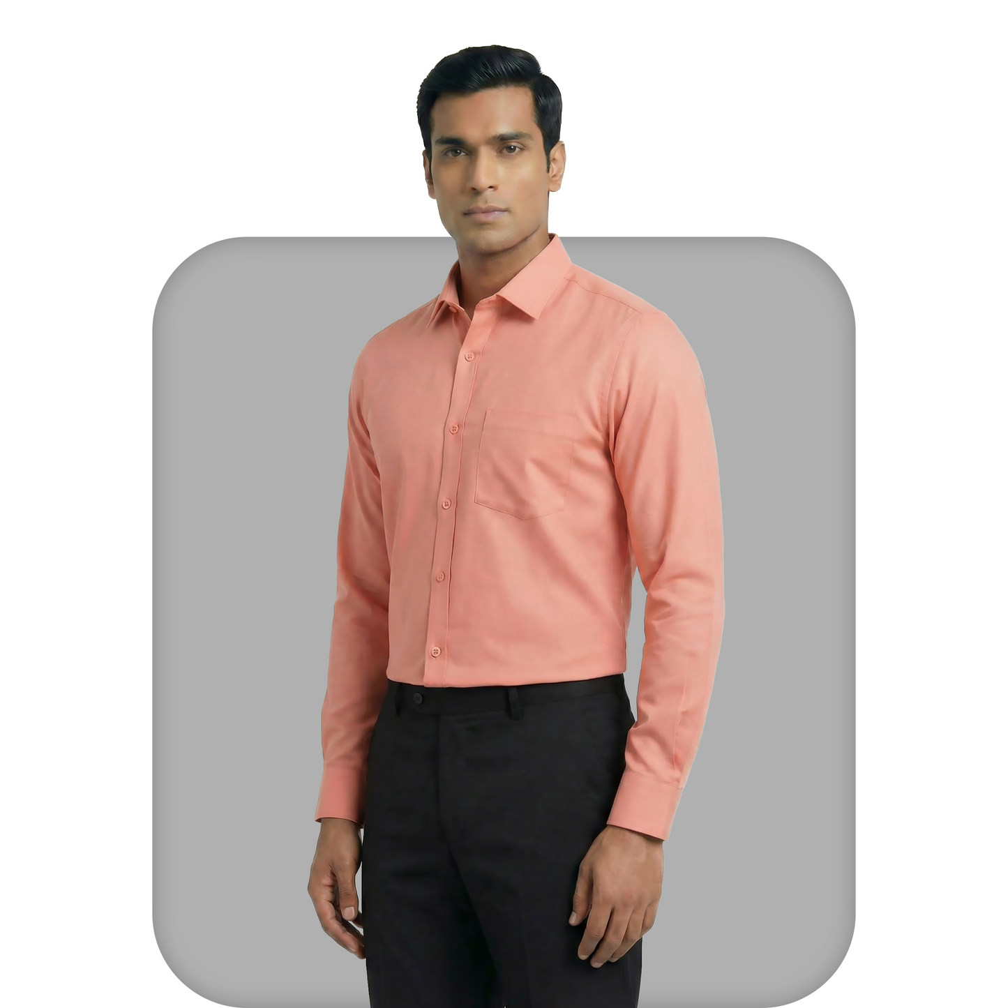 Salmon Pink Tailored Fit Formal Shirt