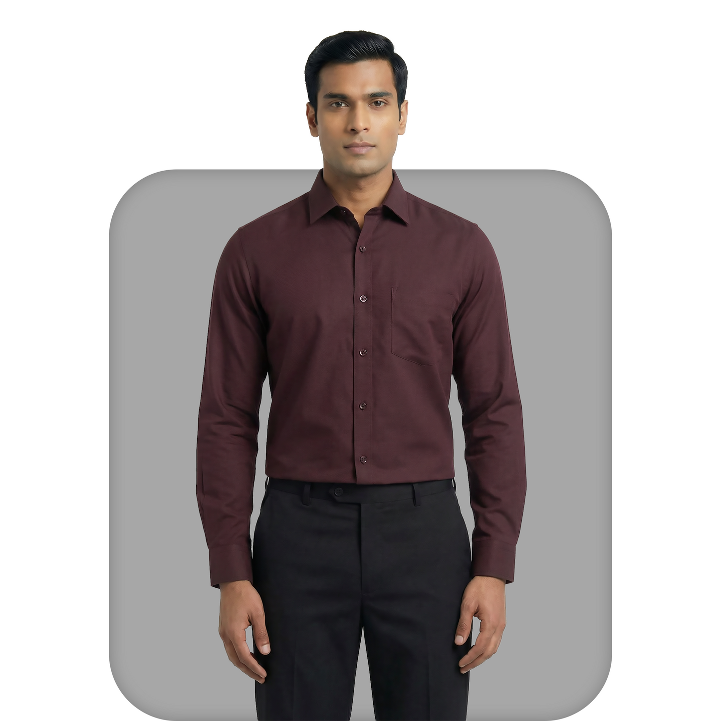 Maroon Tailored Fit Formal Shirt