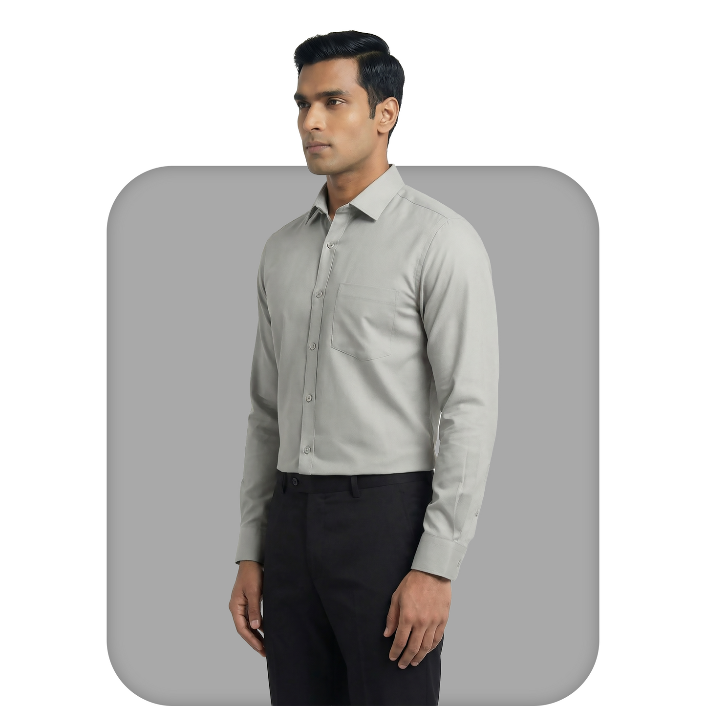 Light Grey Tailored Fit Formal Shirt