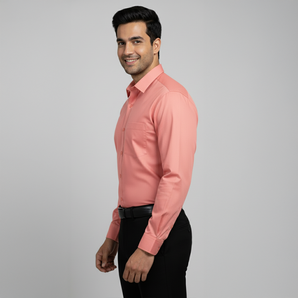 Salmon Pink Tailored Fit Formal Shirt
