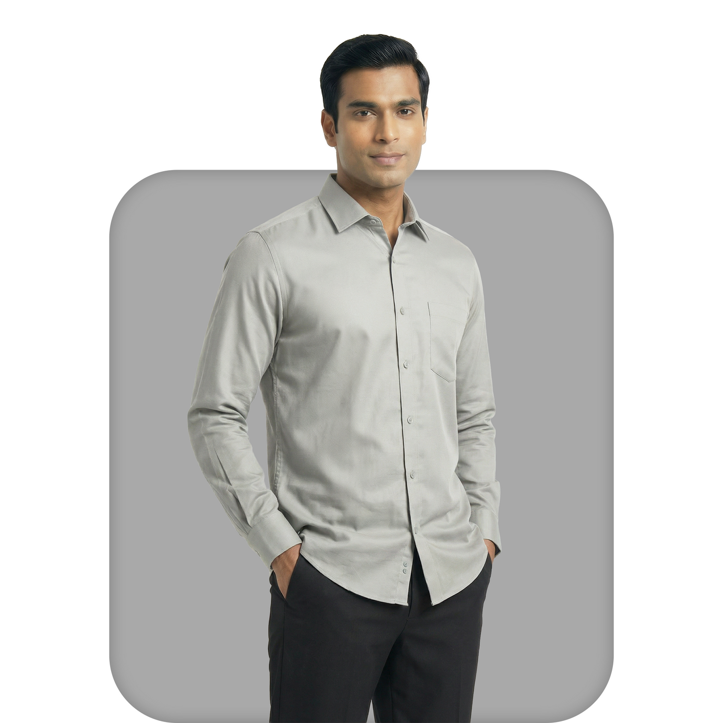 Light Grey Tailored Fit Formal Shirt