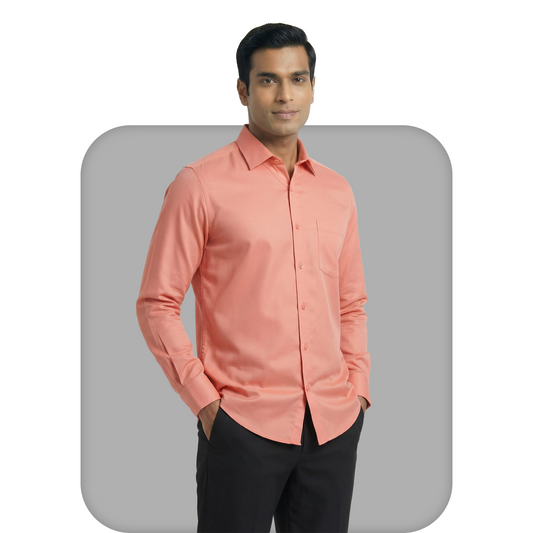 Salmon Pink Tailored Fit Formal Shirt