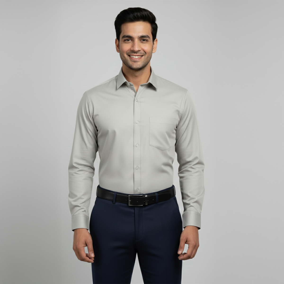 Light Grey Tailored Fit Formal Shirt