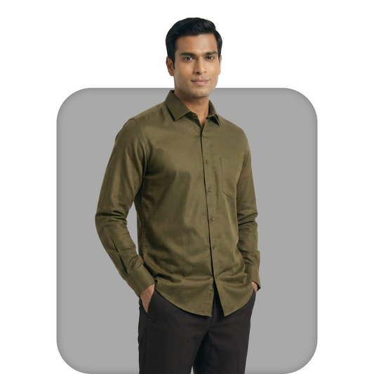Deep Olive Tailored Fit Formal Shirt