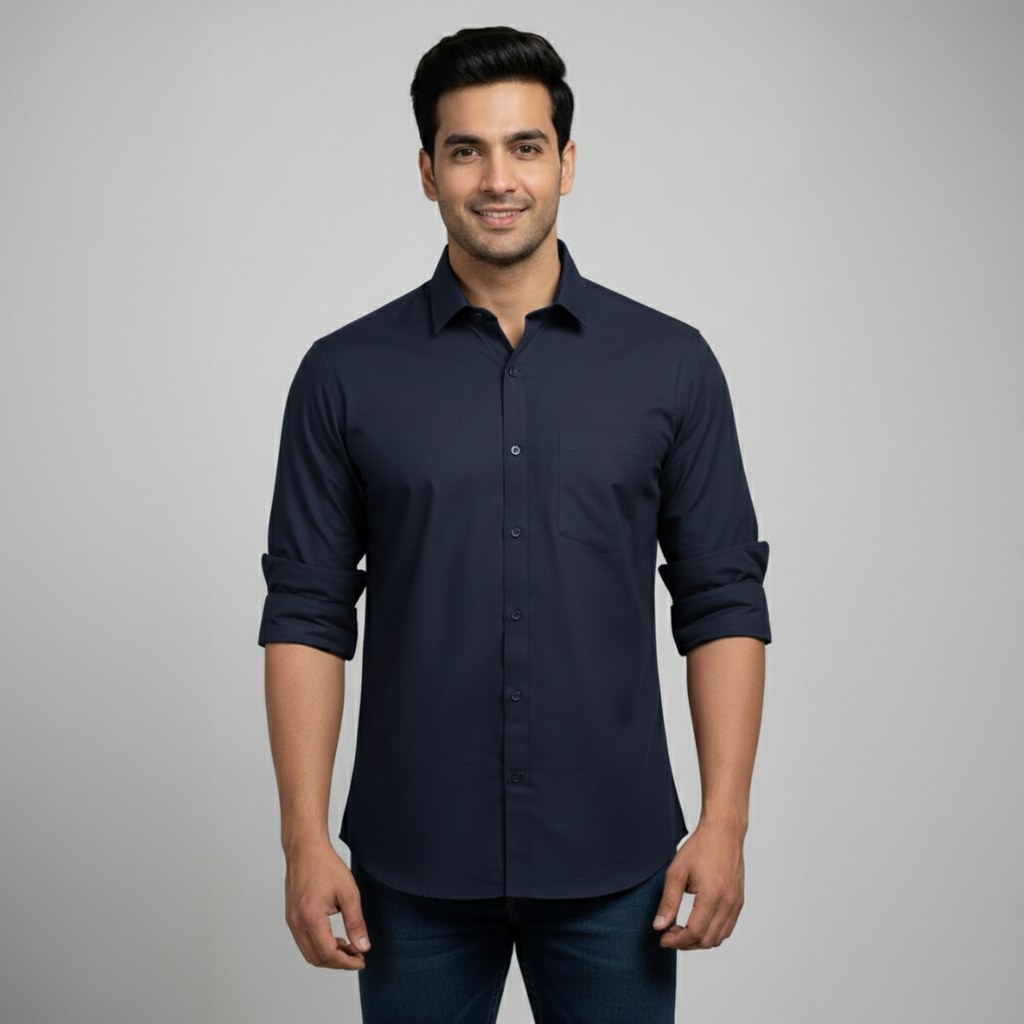Nakear Navy Slim Fit Formal Shirt