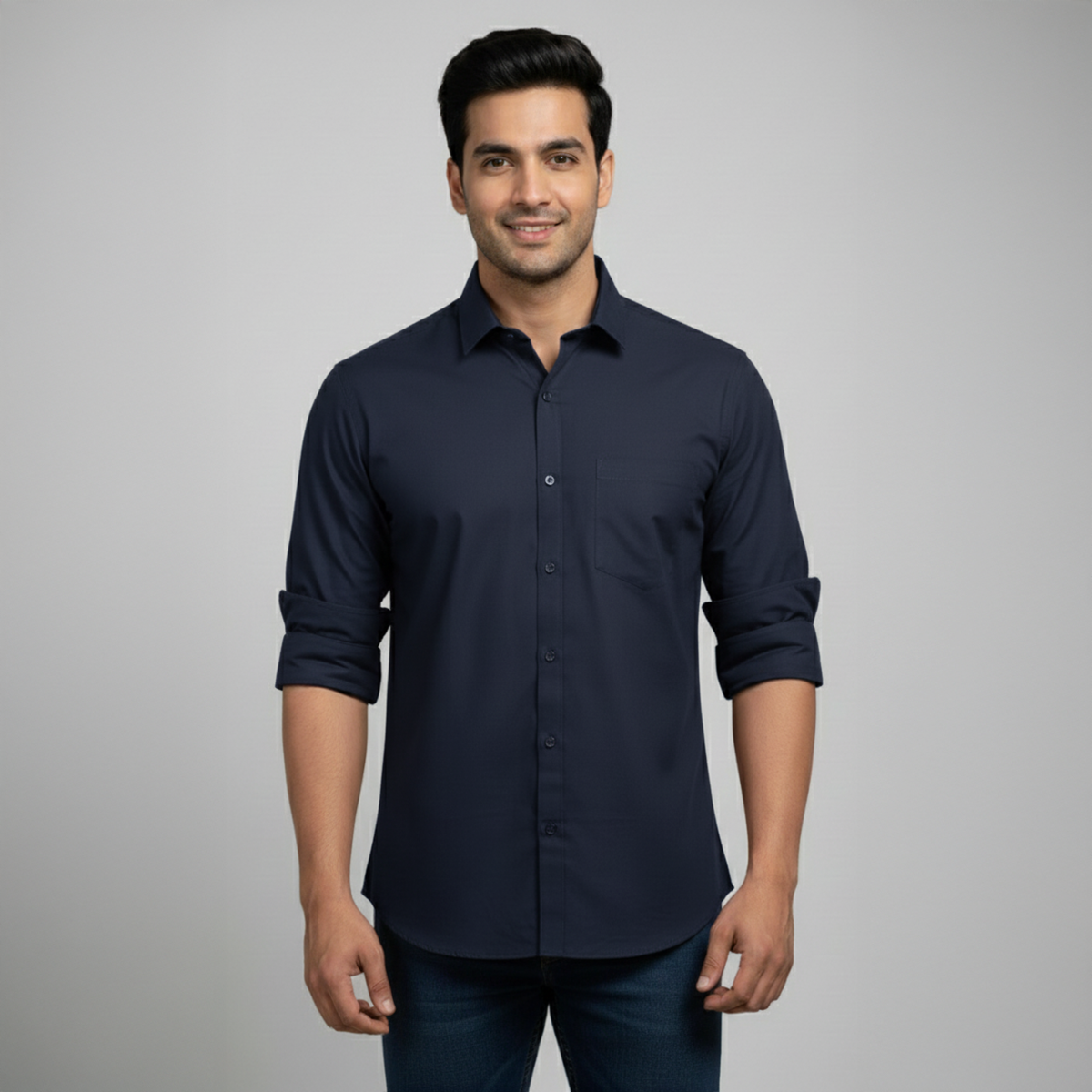 Nakear Navy Slim Fit Formal Shirt