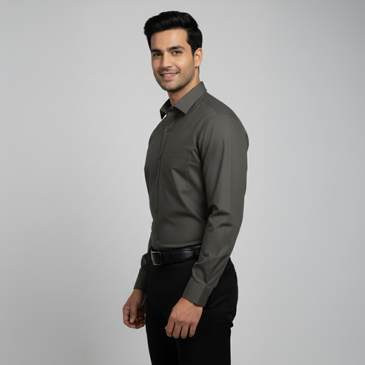 Charcoal Grey Tailored Fit Formal Shirt