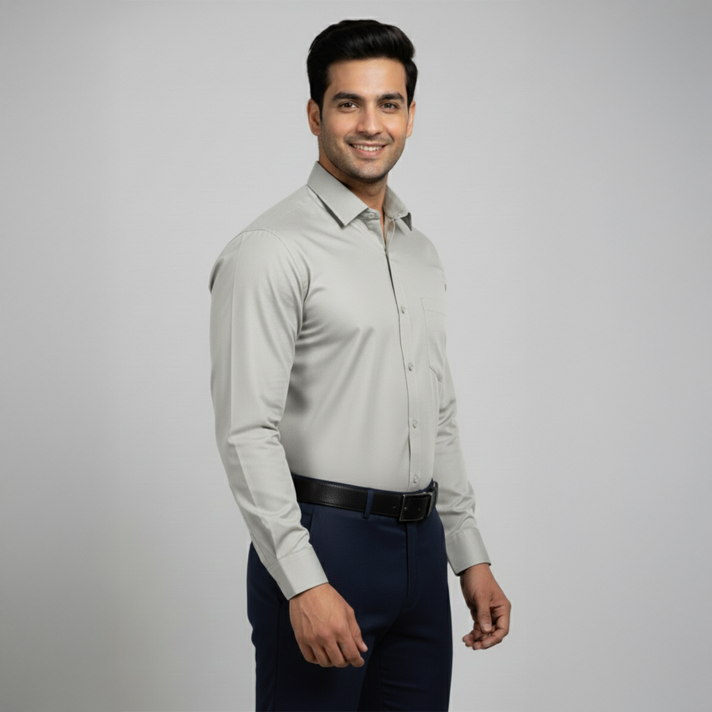 Light Grey Tailored Fit Formal Shirt