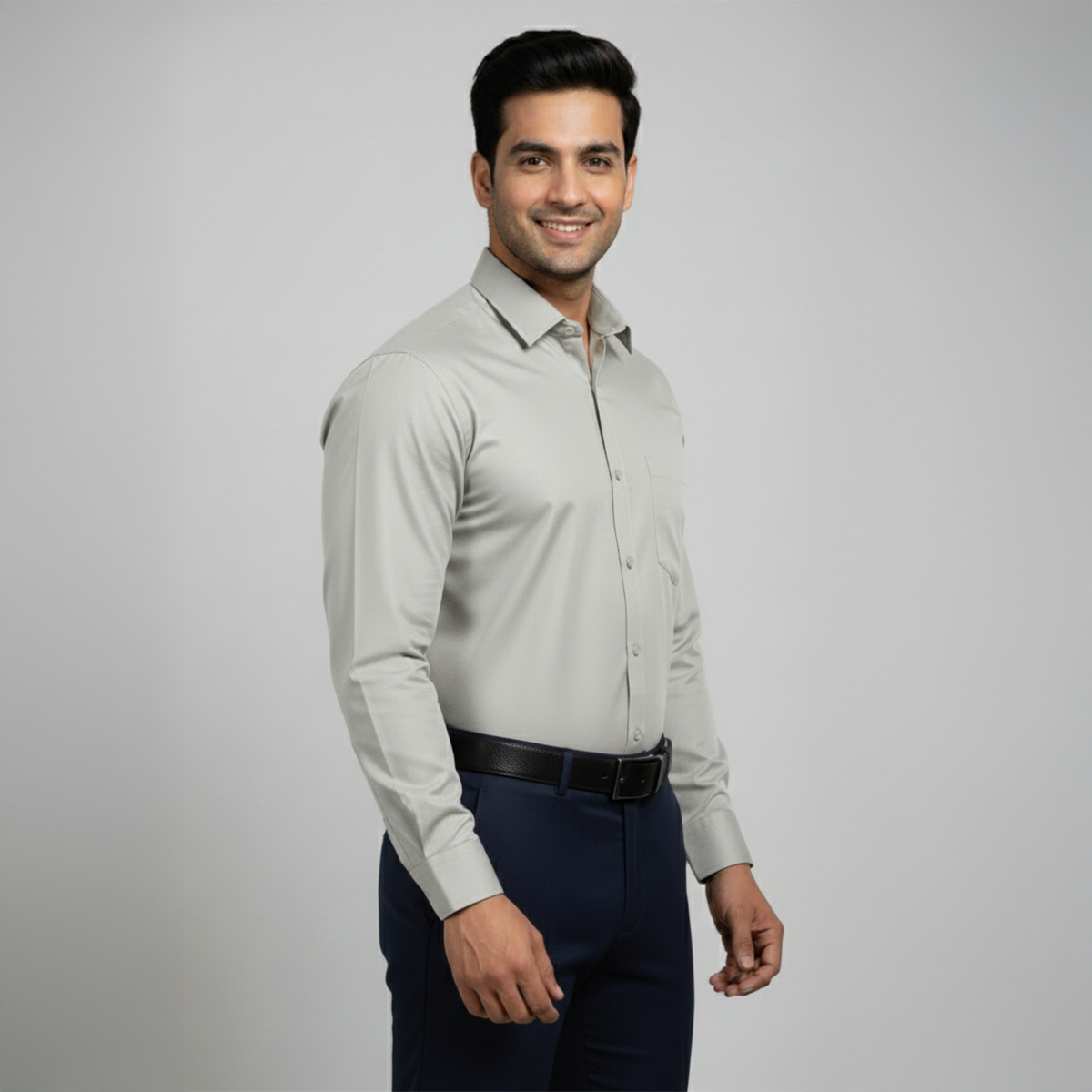 Light Grey Tailored Fit Formal Shirt