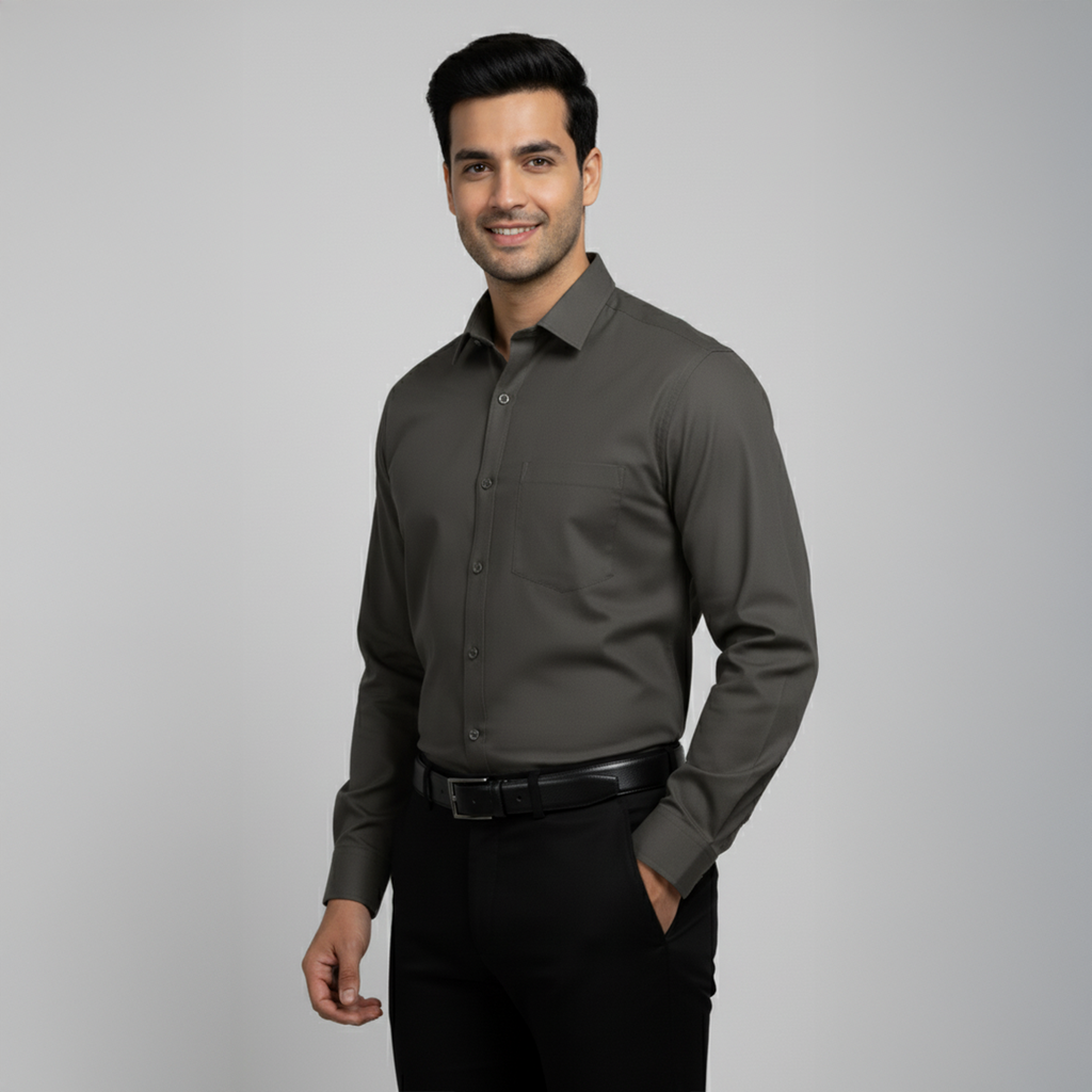 Charcoal Grey Tailored Fit Formal Shirt