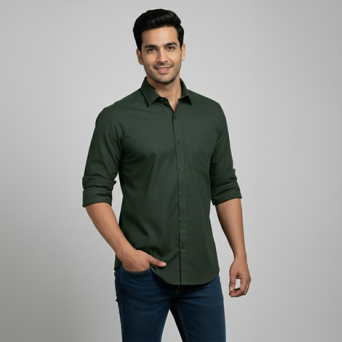 Forest Green Tailored Fit Formal Shirt