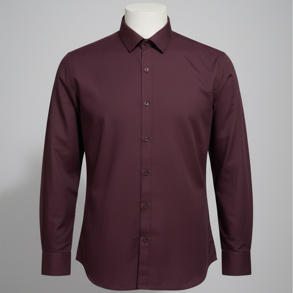 Maroon Tailored Fit Formal Shirt