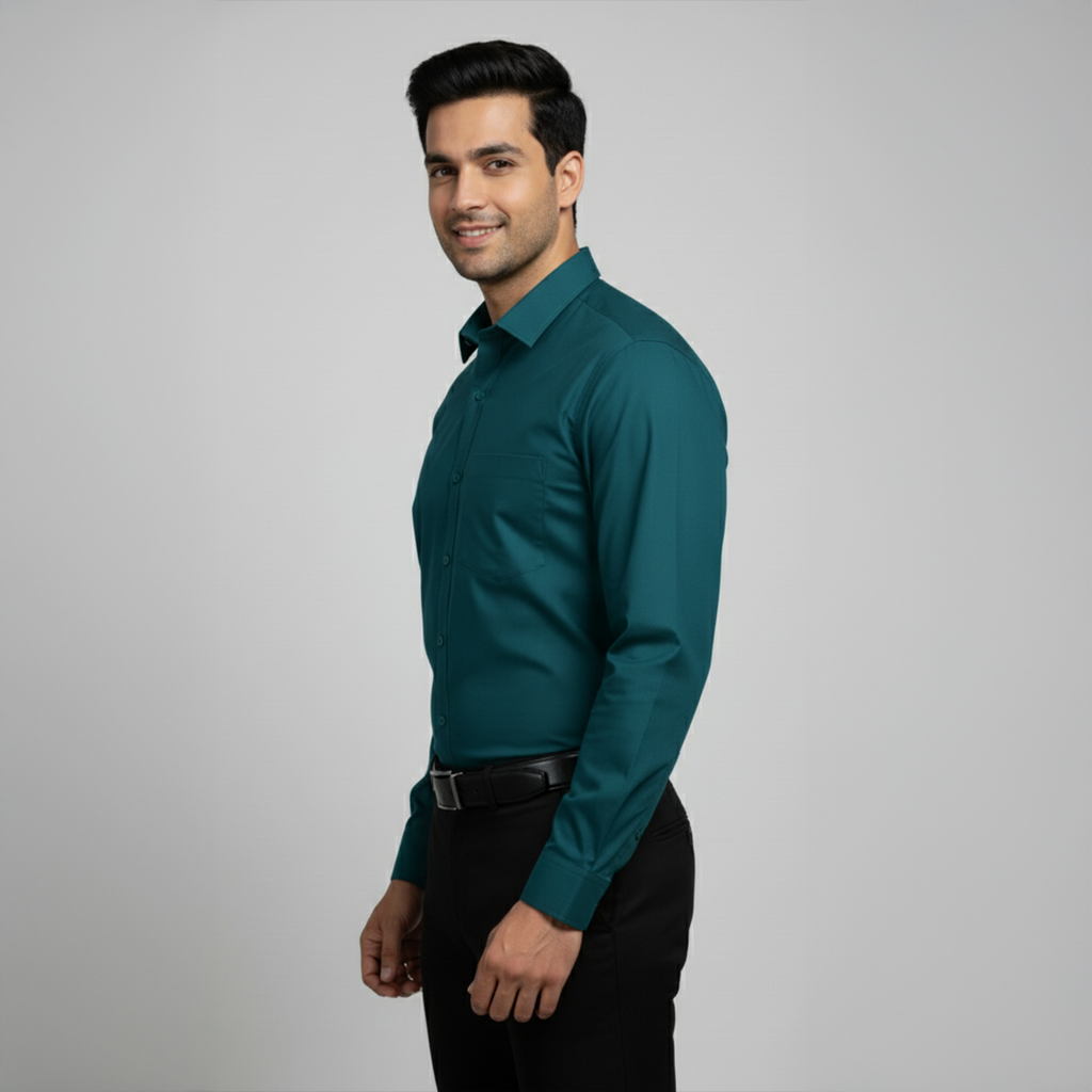 Teal Blue Tailored Fit Formal Shirt