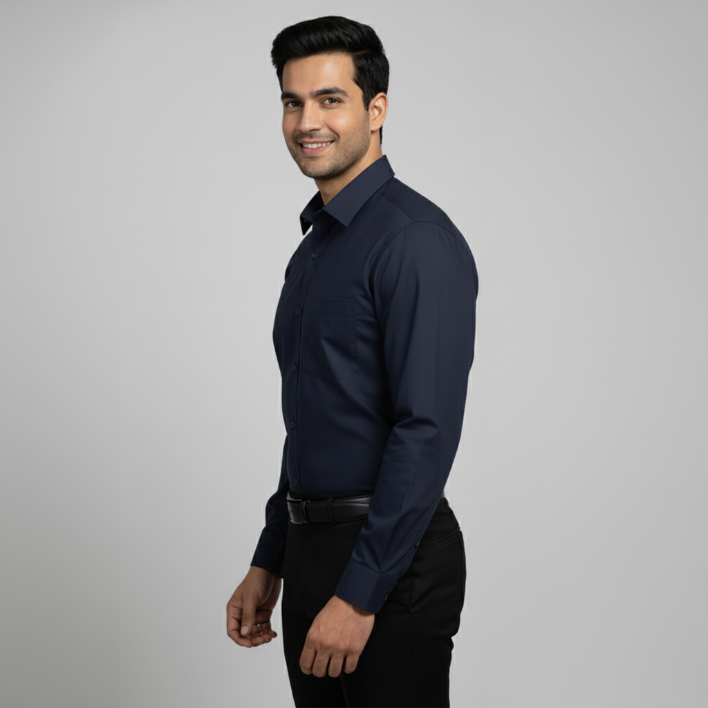 Nakear Navy Slim Fit Formal Shirt